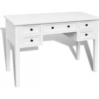 Psací stůl Bílý psací stůl s pěti zásuvkami, 109,5 x 45 x 77,5 cm