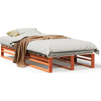 Postel Dřevěný rám postele z borovice, voskovaný hnědý, 190 x 90 x 25,5 cm