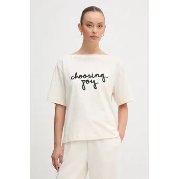 Bavlněné tričko United Colors of Benetton 35P5D10AV béžová 01X, vel. XS