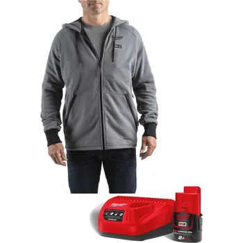pracovní mikina MILWAUKEE M12 HHGREY4-201 (L) vyhřívaná mikina šedá 12V/2Ah