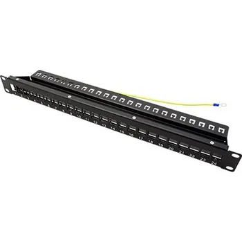 Počítač Patchpanel pro keystone 19", STP, 24 portů, neosazený, černý