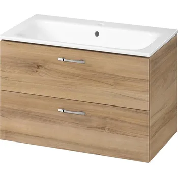 Koupelnový nábytek Cersanit S801-539 - Závěsná koupelnová skříňka s umyvadlem NIKO 80x45 cm ořech