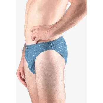 Slipy GINA pánské slipy s úzkým bokem, úzký bok, šité, s potiskem 70069P Barva: petrolejová sv. šedá, Velikost: 54/56