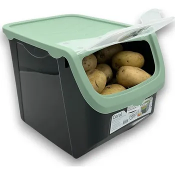 Dóza na potraviny Orion Skladovací box na cibuli a brambory, černý a mátový (12l)