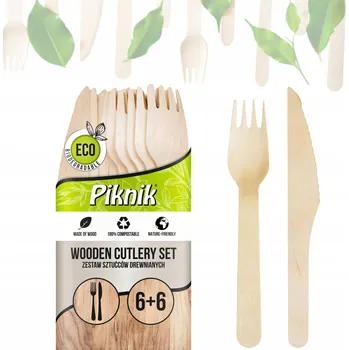 Příbor Sada dřevěných příborů ECO pro 6 osob PIKNIK