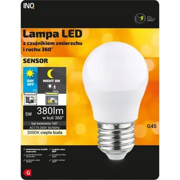 Žárovka LED ŽÁROVKA S POHYBOVÝM A SOUMRAKOVÝM SENZOREM E27 5W