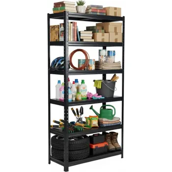 Dílenský regál Lakovaný celokovový regál Mamutex Standard 2000x800x400 mm – 6 polic, nosnost 720 kg, černý