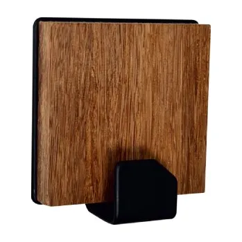 Věšák Háček samolepící QF typ 26 W1, černý + dřevo, BLACK LINE, 1ks