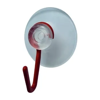 Držák na ručník Háček přísavný QF, červená, plast, 2ks