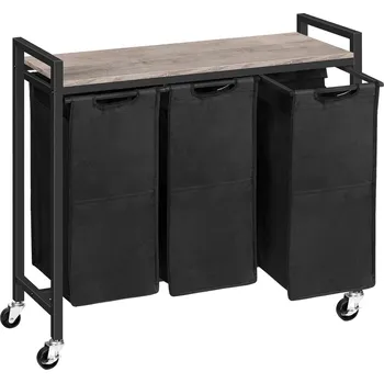 Koš na prádlo Koš na prádlo Vasagle Pietro 119 l šedý/černý