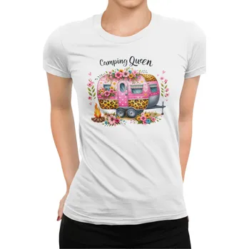 Dámské tričko Tričko dámské-Camping Queen 3XL bílé