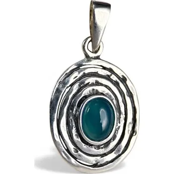 Přívěsek Drakkaria AQUARIUS, stříbrný přívěsek s modrým chalcedonem, Ag 925