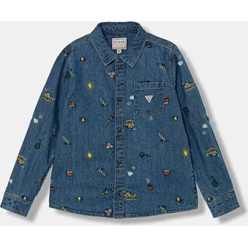 Chlapecká košile Dětská riflová košile Guess N6RH06.D3SZ0.PPY2 modrá 55X, vel. 96-104