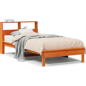 Postel Postel s regálem, borovice, voskovaný hnědý odstín, 220,5 x 102 x 80 cm