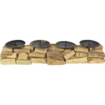 Vánoční svícen Dřevěný adventní svícen z dřívek