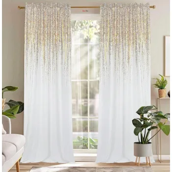 Závěs Fliying Sametový závěs Kamila 140x250 cm, bílý/zlatý(cena za 1 kus)