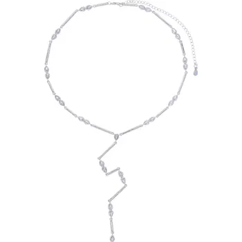 Náhrdelník B-TOP Dámský článkovitý náhrdelník s kapkovitými zirkony a střapcem Druh barvy: Stříbrná