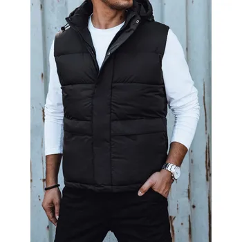 Pánská móda Pánská vesta s kapucí Dstreet TX4782 - výprodej Barva: Černá, Velikost: 2XL