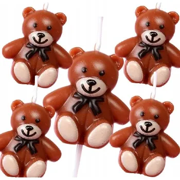 Dortová svíčka Narozeninové Svíčky na dort pro Děti Roztomilí Hnědí Medvídci Narozeniny 5ks