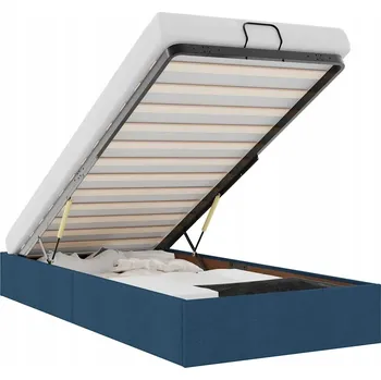 Postel Rám postele s úložným prostorem (otomana) modrá 203 x 100 x 23,5 cm se zvedacím mechanismem