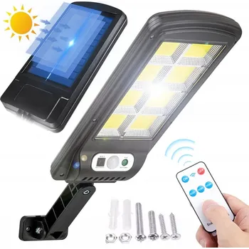 Venkovní osvětlení VÝKONNÁ SOLÁRNÍ LAMPA LED COB POULIČNÍ SVĚTLO S ČIDLEM POHYBU A SOUMRAKU + DÁLKOVÉ OVLÁDÁNÍ