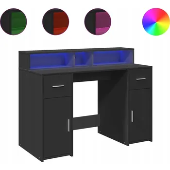 Počítačový stůl Počítačový stůl s RGB LED podsvícením, černý, 120x55x91 cm