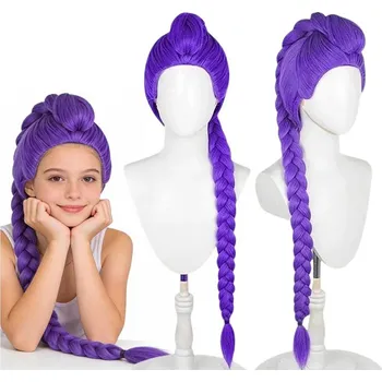 Paruka Syntetické Vlasy na Copánky Rovné Fialové 107 cm