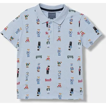 Dětská móda Dětská bavlněná polokošile Guess N6RP01.KBV51.PPY2 modrá 55X, vel. 113-118