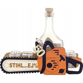 KARAFA NA ALKOHOL SE SKLENIČKAMI MOTOROVÁ PILA DÁREK K NAROZENINÁM DÁREK