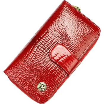 Peněženka Dámská Peněženka Gregorio z Přírodní a Ekologické Kůže Červená Vertikální Střední Velikost s RFID Ochranou