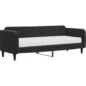 Pohovka Černá rozkládací pohovka 2v1 s matrací 223 x 90 x 75 cm