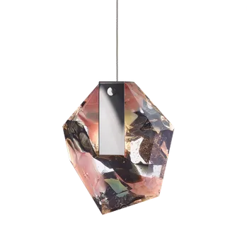 Bomma Luxusní závěsné svítidlo Fragments s baldachýnem, small Povrch Montury: Antracit, Barva skla: Flamingo mint