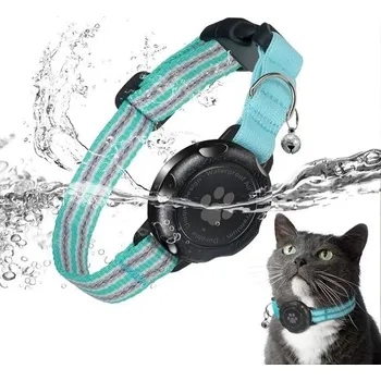 Přeprava dětí AirTag obojek pro kočky, integrovaný obojek pro kotě se 100% voděodolným držákem AirTag,