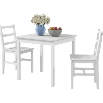 Jídelní set HOMCOM jídelní set 3 jídelních stolů se 2 židlemi kuchyňský set pro 2 osoby jídelní set stolová skupina borovice bílá | Aosom.de