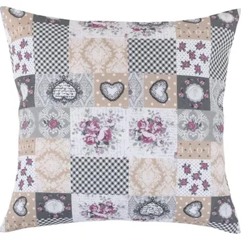 Polštář Polštářek DITA - 45x45 cm patchwork love - šedá