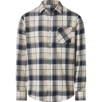 Pánská košile Esmara Men Pánská volnočasová flanelová košile (béžová kostkovaná, XL(43/44))