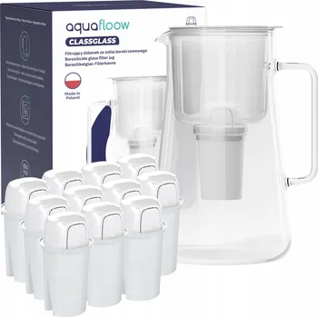 Filtrační konvice Skleněná filtrační konvice Aquafloow ClassGlass White + 12x filtr Class