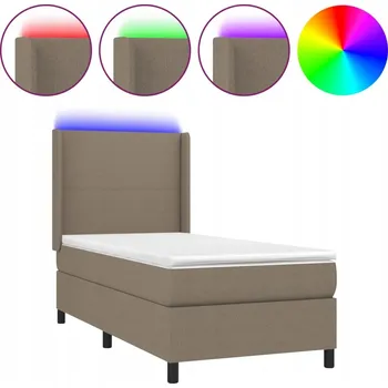 Postel Kontinentální postel s matrací 203x83x118/128 cm, taupe (šedohnědá) barva, s LED diodami