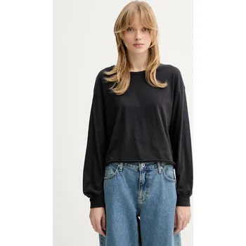 Pánské tričko Bavlněné tričko s dlouhým rukávem American Vintage APO02D černá 99X, vel. L