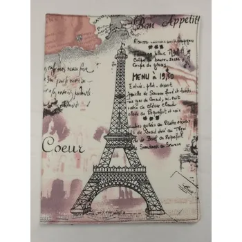 Obal na knihu nebo diář - 17 x 22,5 cm - Eiffelova věž a písmo