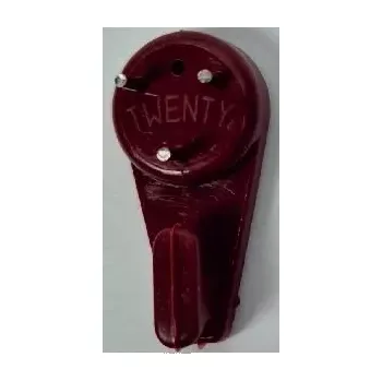 Nábytkové kování Háček Twenty universal, červená, plast, 5ks