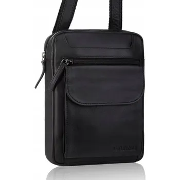 Pánská taška Betlewski sportovní kožená černá přes rameno