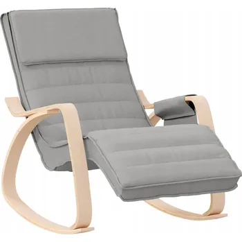 Křeslo Houpací křeslo světle šedé z masivního březového dřeva, 67 x 80 x 88 cm