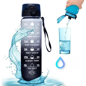 Láhev Sportovní láhev na vodu s denním časovým rozvrhem 1 l – černá