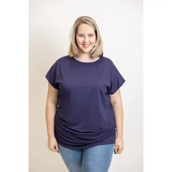 Dámské oblečení Italy fashion Dámské tričko MATYLDA Barva: Tmavě modrá, Velikost: UNI: XL-4XL