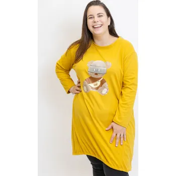 Dámské šaty Italy fashion Mikinové šaty TEDDY Barva: hořčicová, Velikost: UNI: XL-4XL
