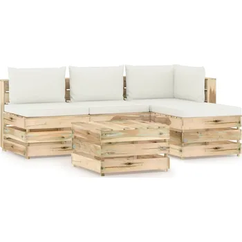 Zahradní sestava vidaXL Marketos 5dílná zahradní souprava s poduškami zeleně impregnované dřevo