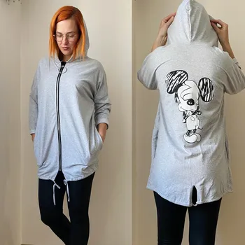 Dámský svetr Italy fashion Kardigan s Mickey Mousem Barva: Šedá