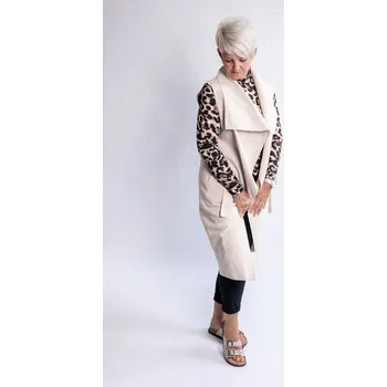 Dámská vesta Italy fashion Dlouhá vesta CHARLOTTE Barva: Krémová, Velikost: UNI: M/L