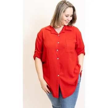 Pánská košile Italy fashion Maxi košile EDIT Barva: Červená, Velikost: UNI: XL-4XL